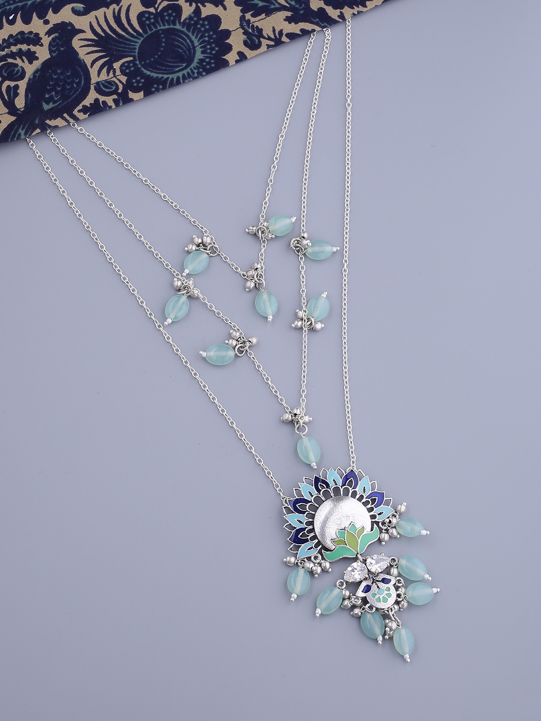 

Voylla Silver-Toned Brass Enamelled Necklace
