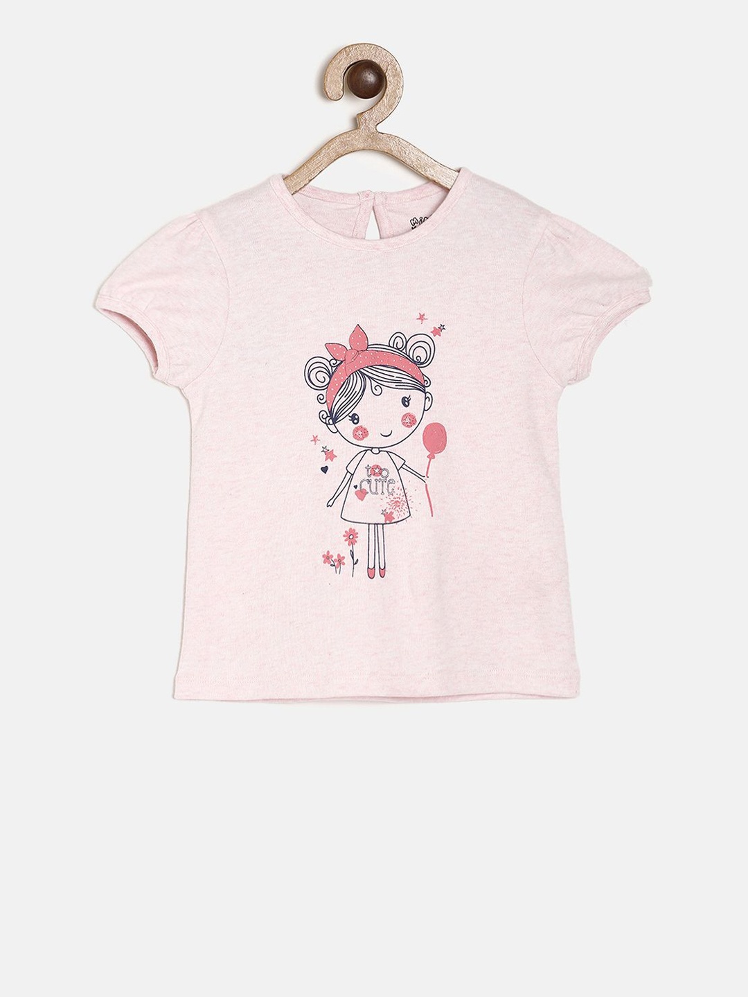 

MINI KLUB Girls Pink Printed Pure Cotton Top