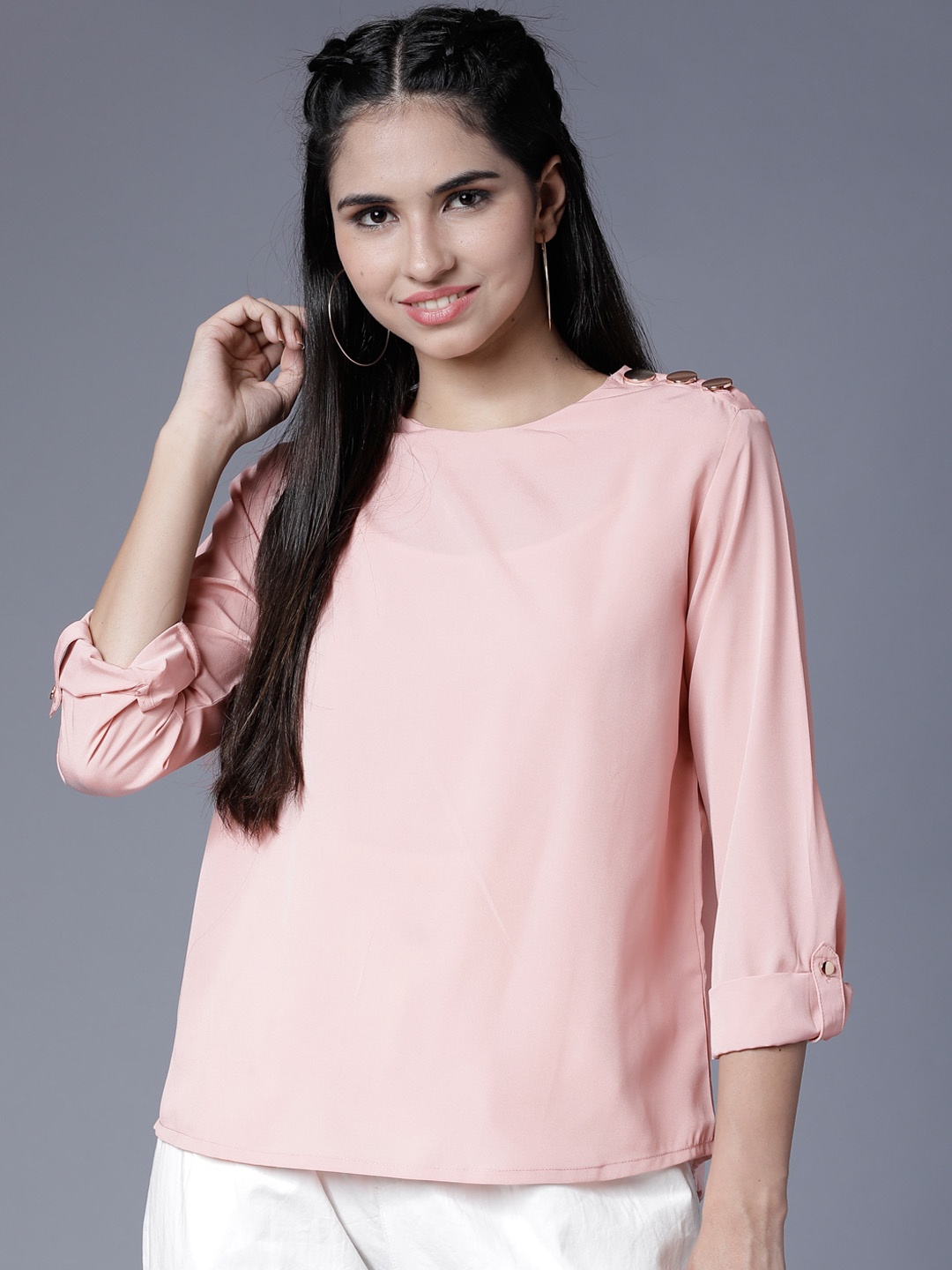 

Tokyo Talkies Women Pink Solid Top