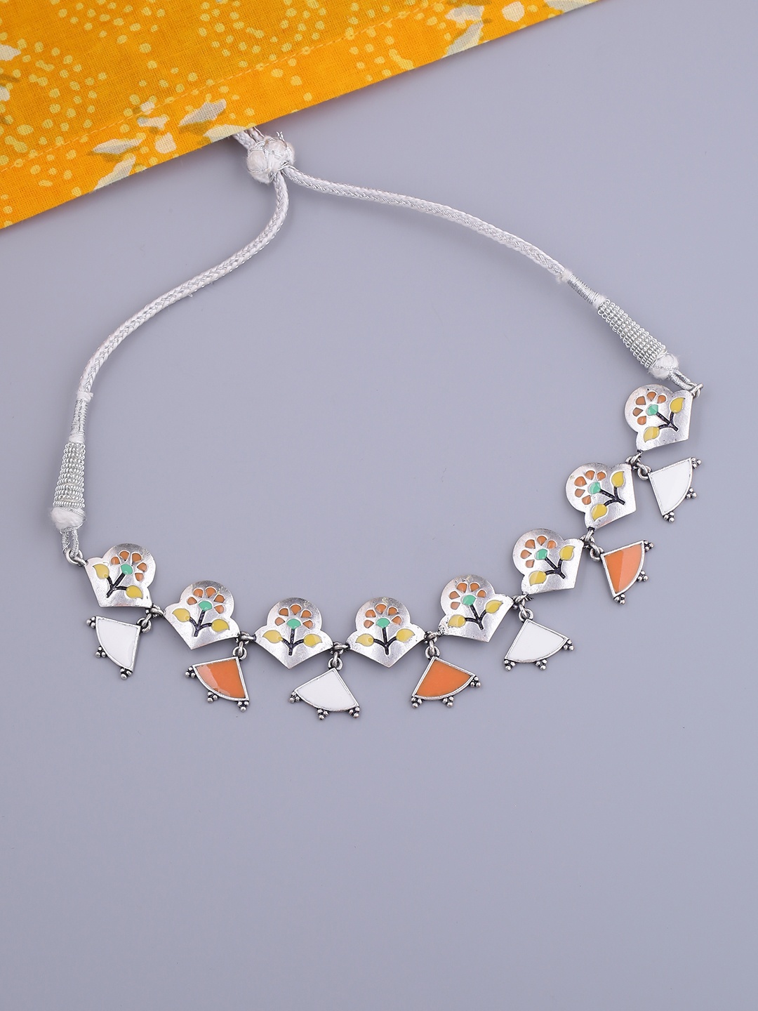 

Voylla Silver-Toned Brass Enamelled Necklace