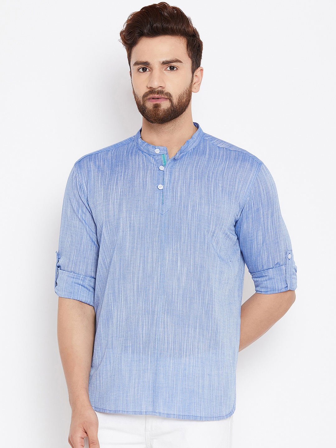 

even Men Blue Solid Straight Kurta