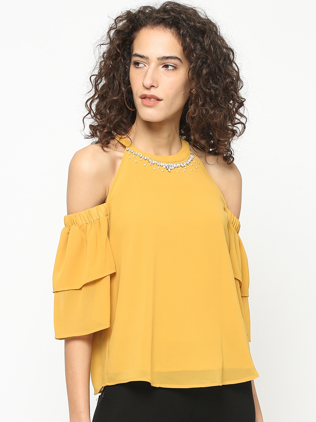 

Gipsy Women Gold-Toned Solid A-Line Top