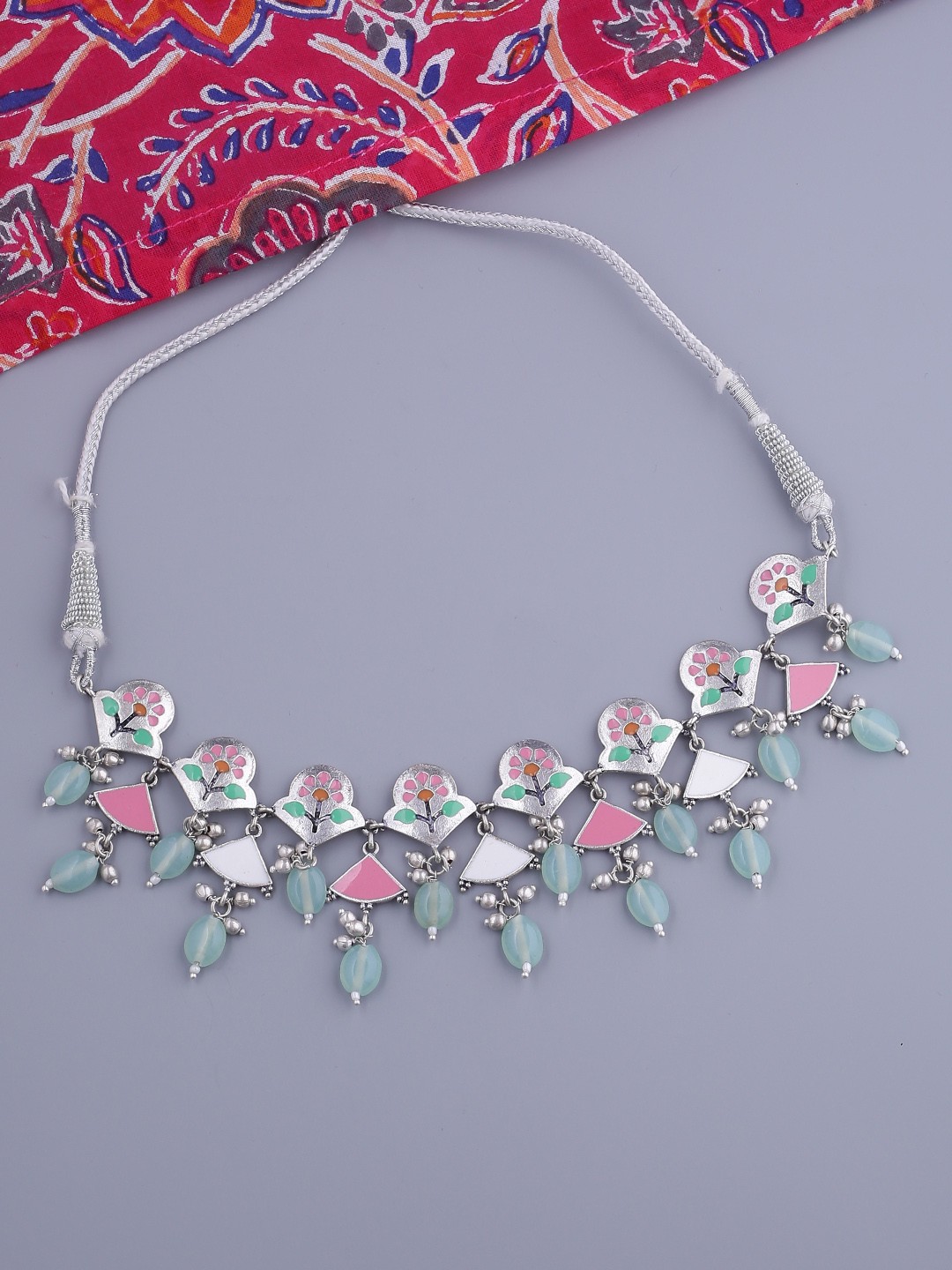 

Voylla Silver-Toned Brass Enamelled Necklace