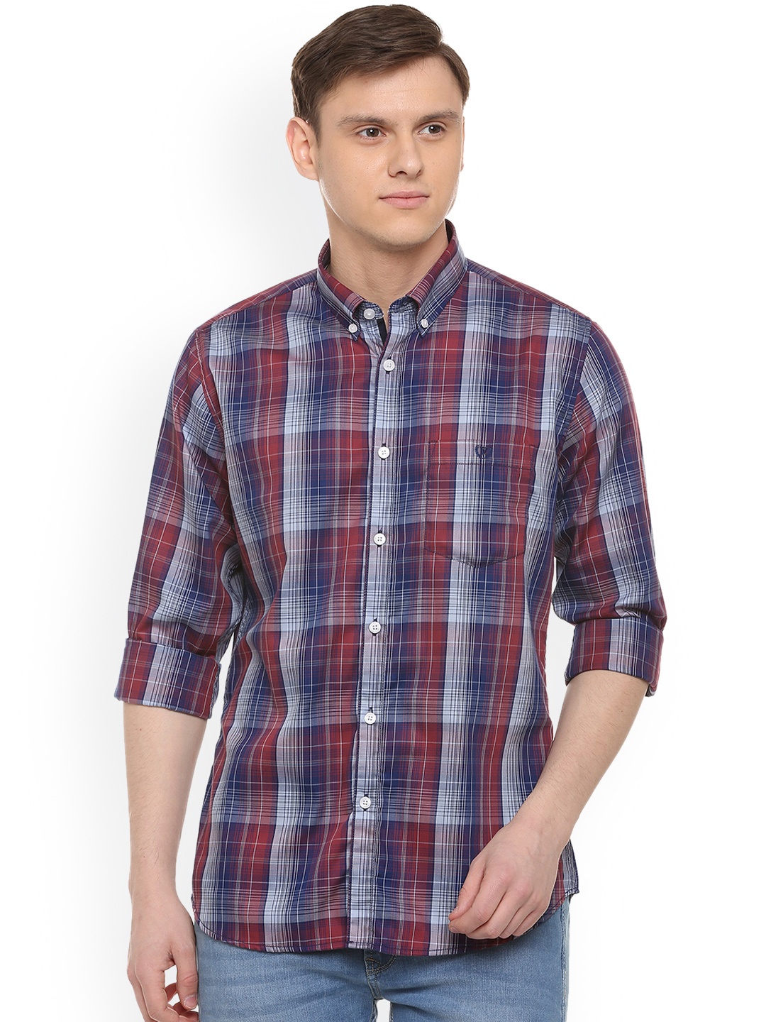 

Van Heusen Sport Men Blue & Red Slim Fit Checked Casual Shirt