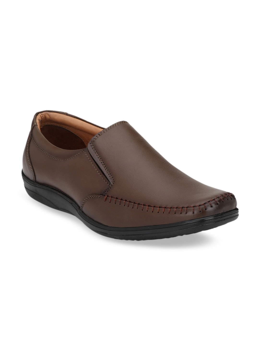 

Fentacia Men Brown Leather Formal Slip-On Shoes