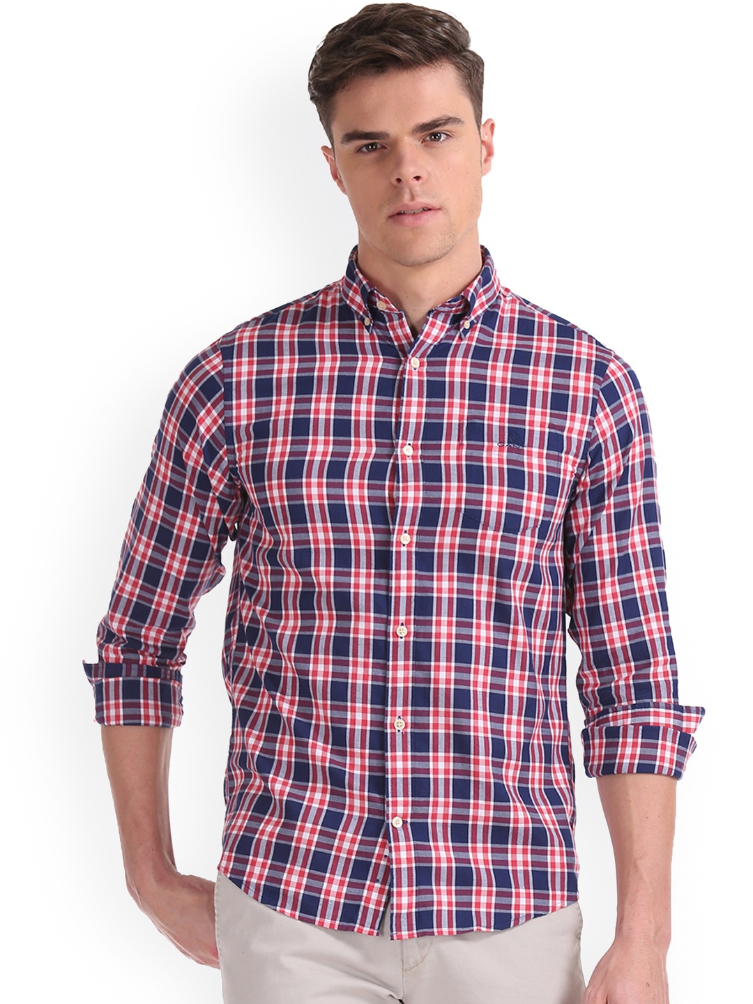 

GANT Men Red & Blue Regular Fit Checked Casual Shirt