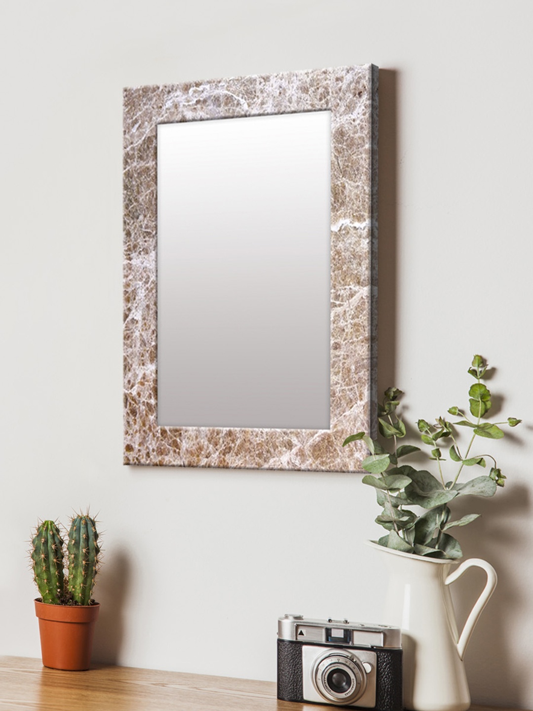 

999Store Brown Printed MDF Wall Mirror