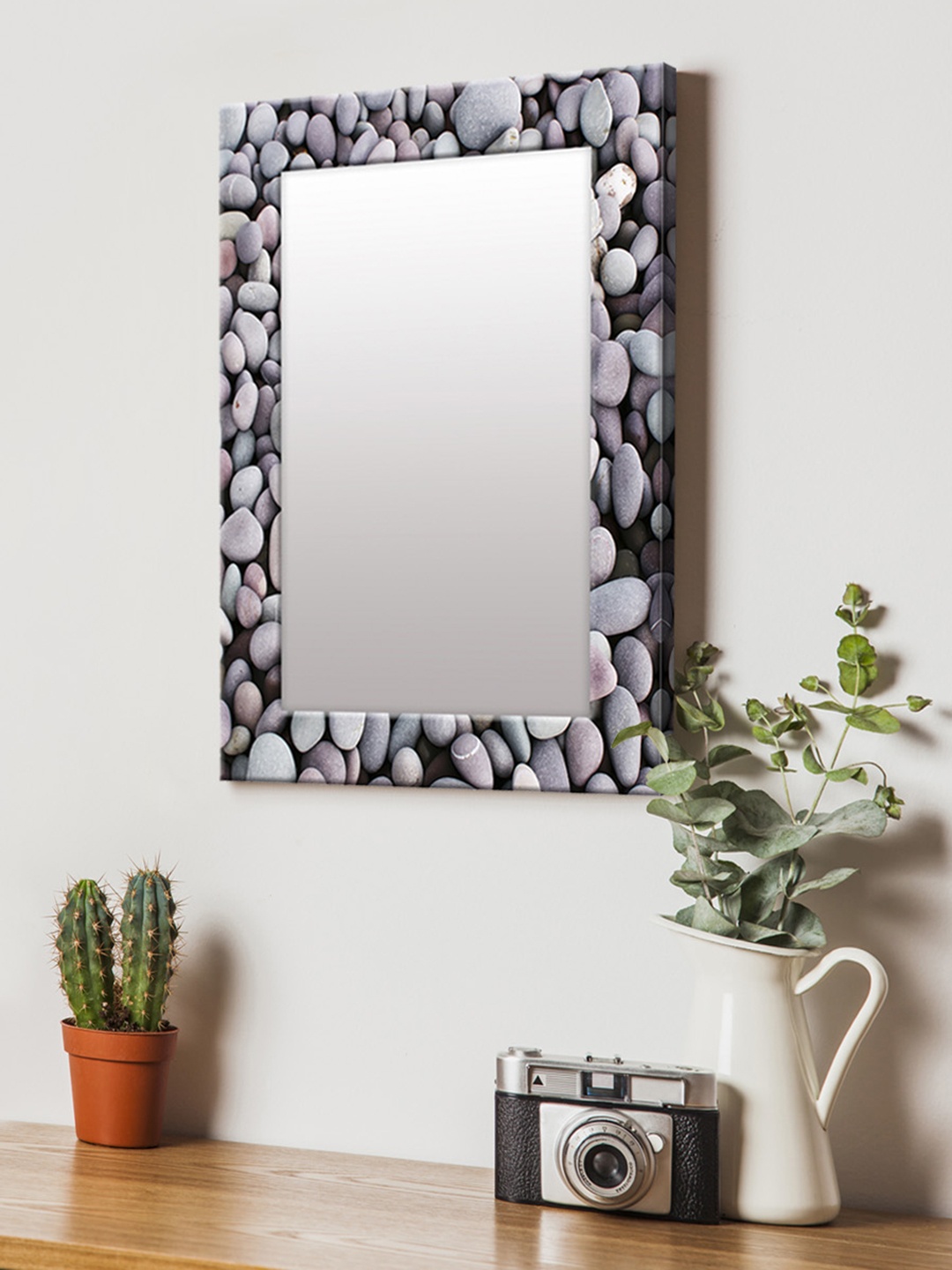 

999Store Brown Printed MDF Wall Mirror