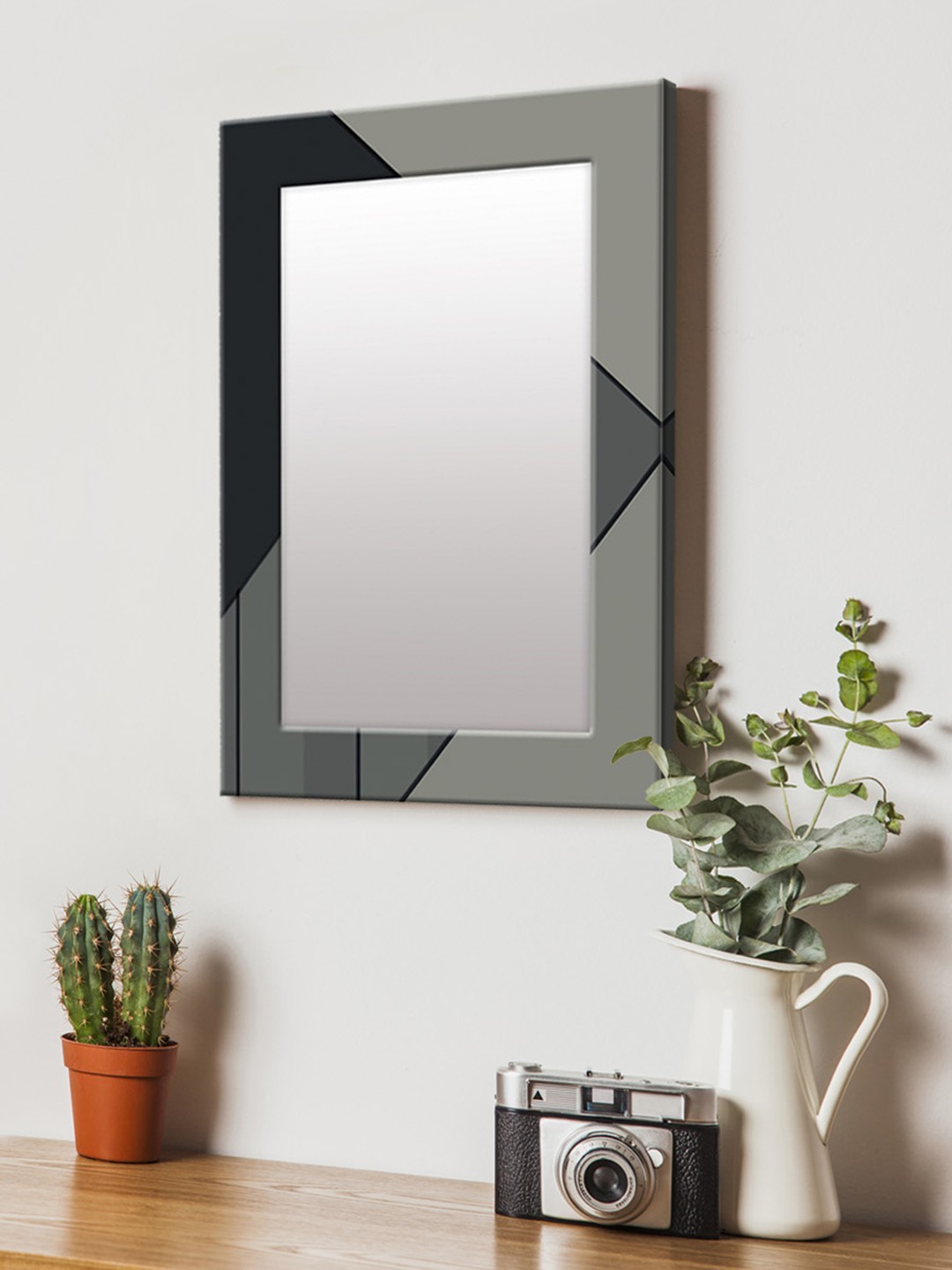 

999Store Black & Grey Printed MDF Wall Mirror