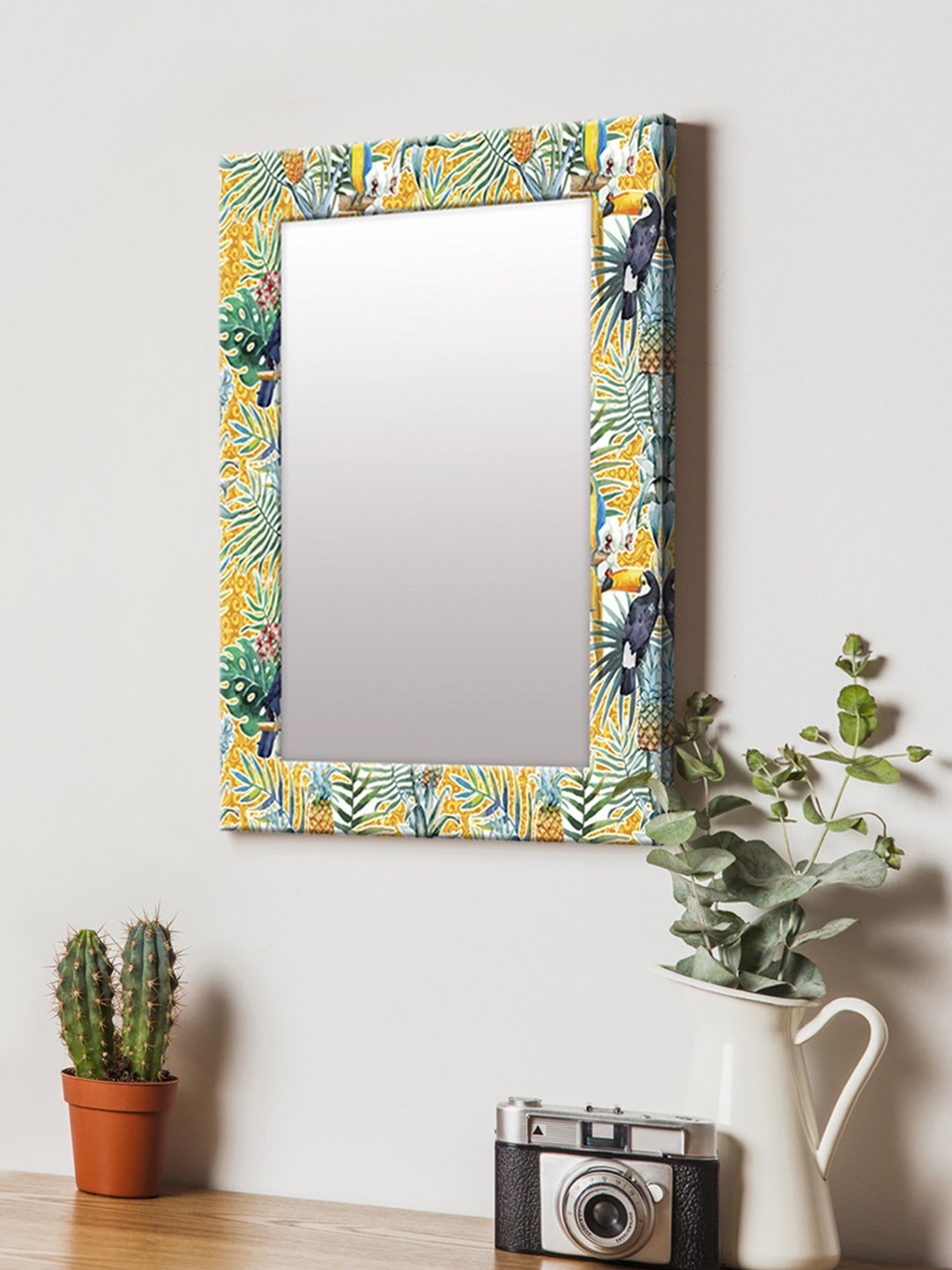 

999Store Multicoloured Printed MDF Wall Mirror, Multi
