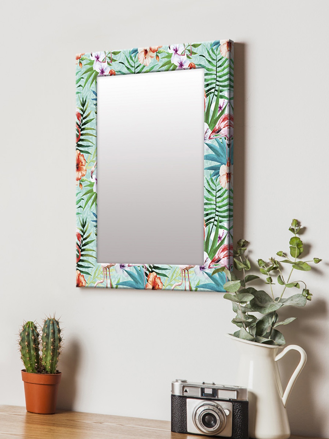 

999Store Multicoloured Printed MDF Wall Mirror, Multi
