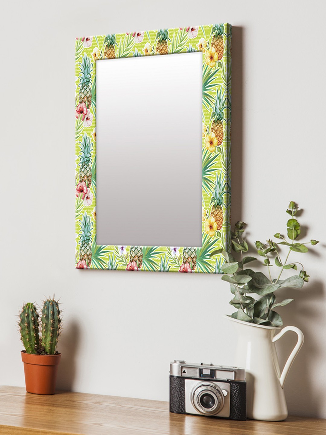 

999Store Green & Multicoloured Printed MDF Wall Mirror