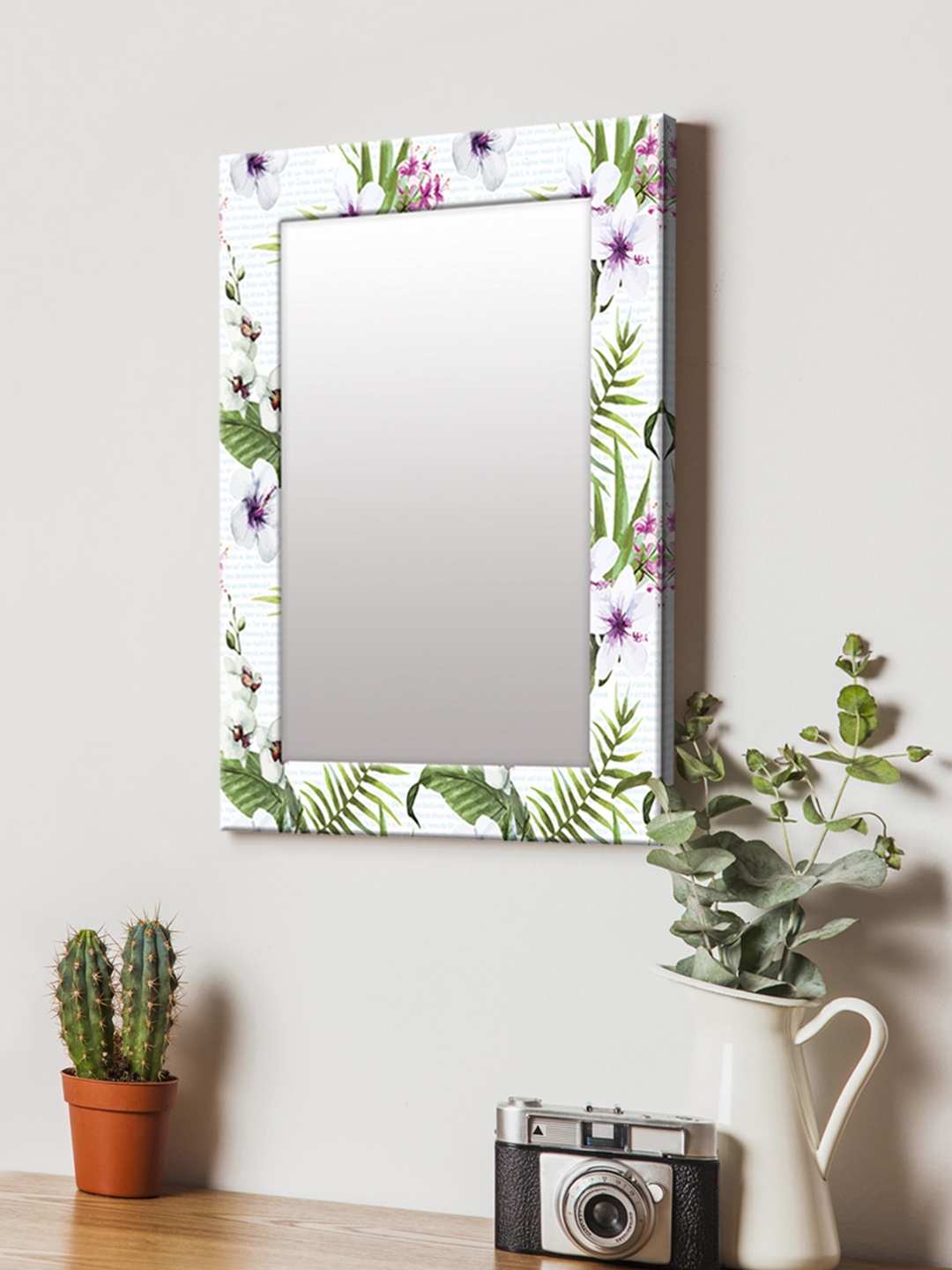 

999Store Multicoloured Printed MDF Wall Mirror, Multi