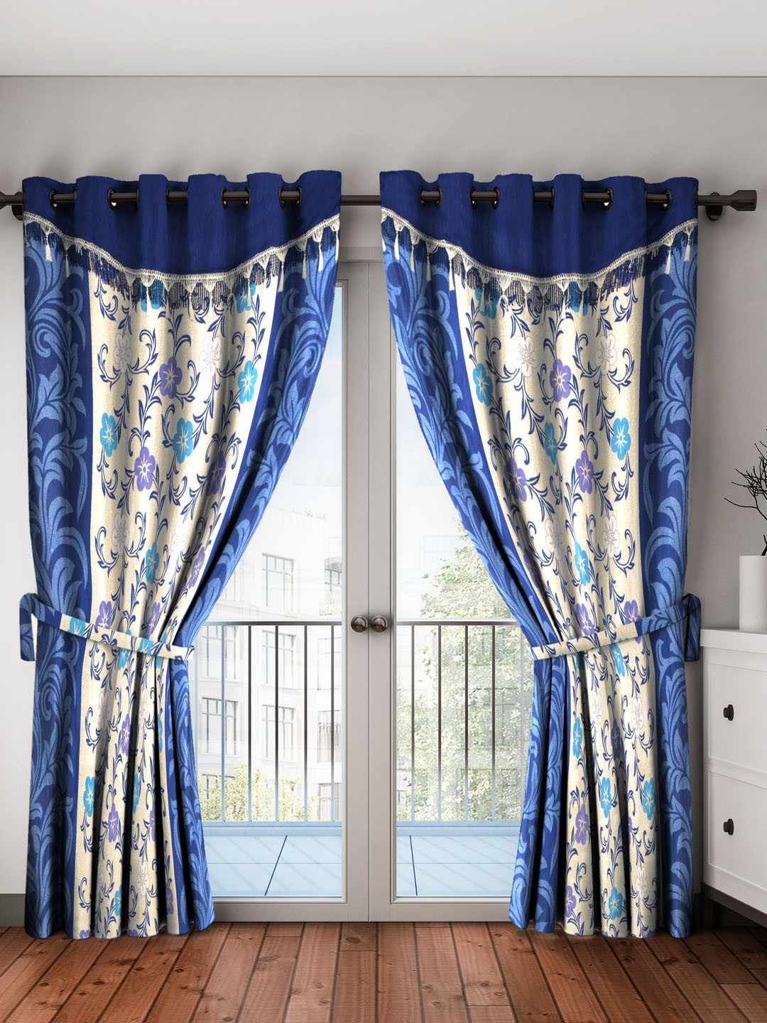 

Fashion String Set of 2 Blue Long Door Curtains