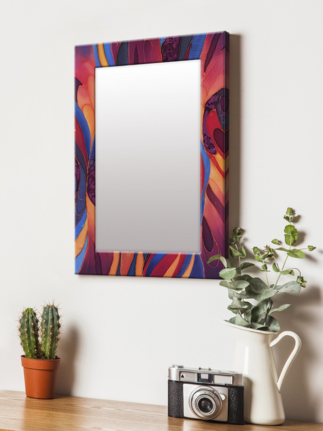 

999Store Multicoloured Printed MDF Wall Mirror, Multi