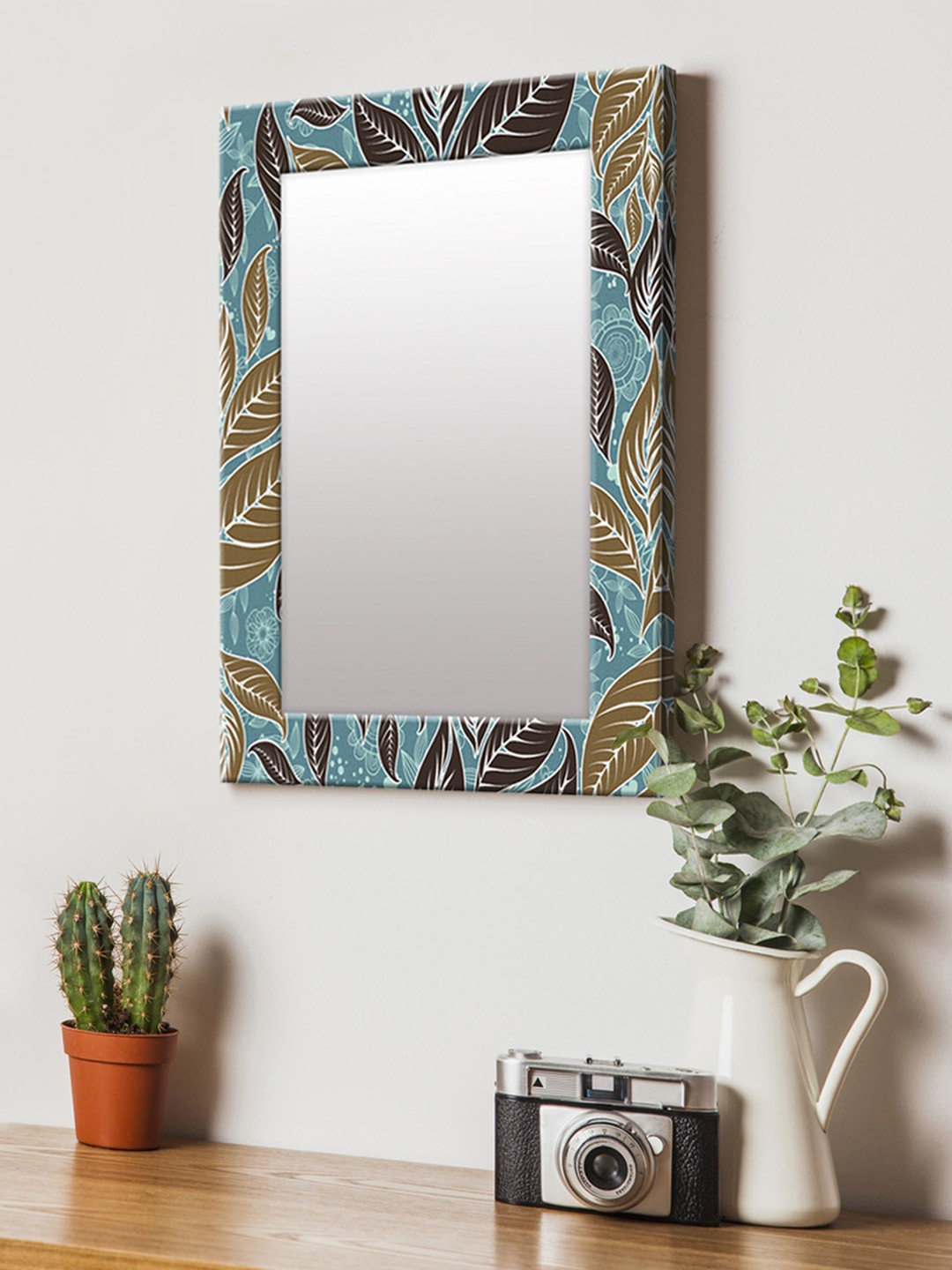 

999Store Brown & Multicoloured Printed MDF Wall Mirror