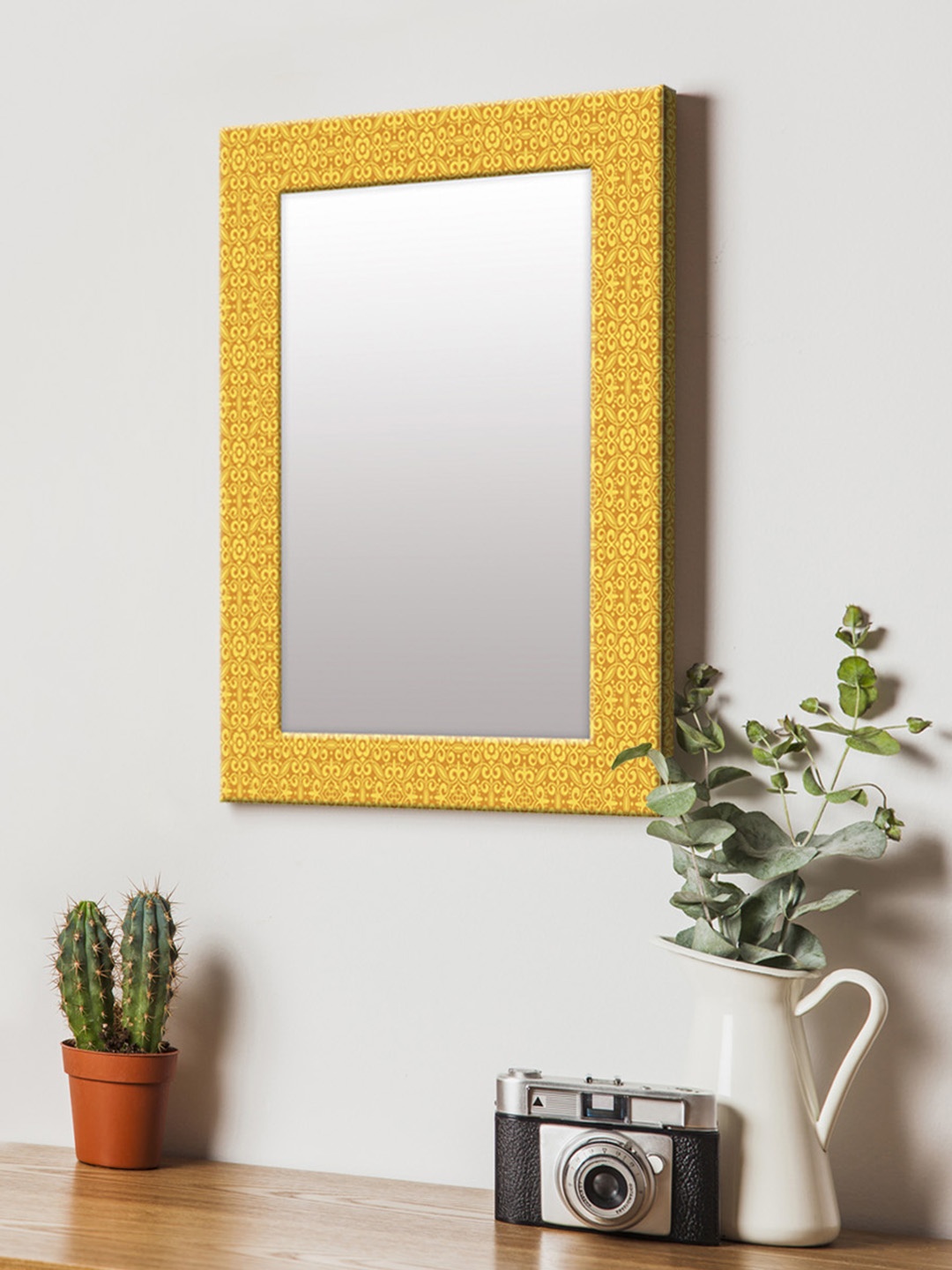 

999Store Yellow Printed MDF Wall Mirror