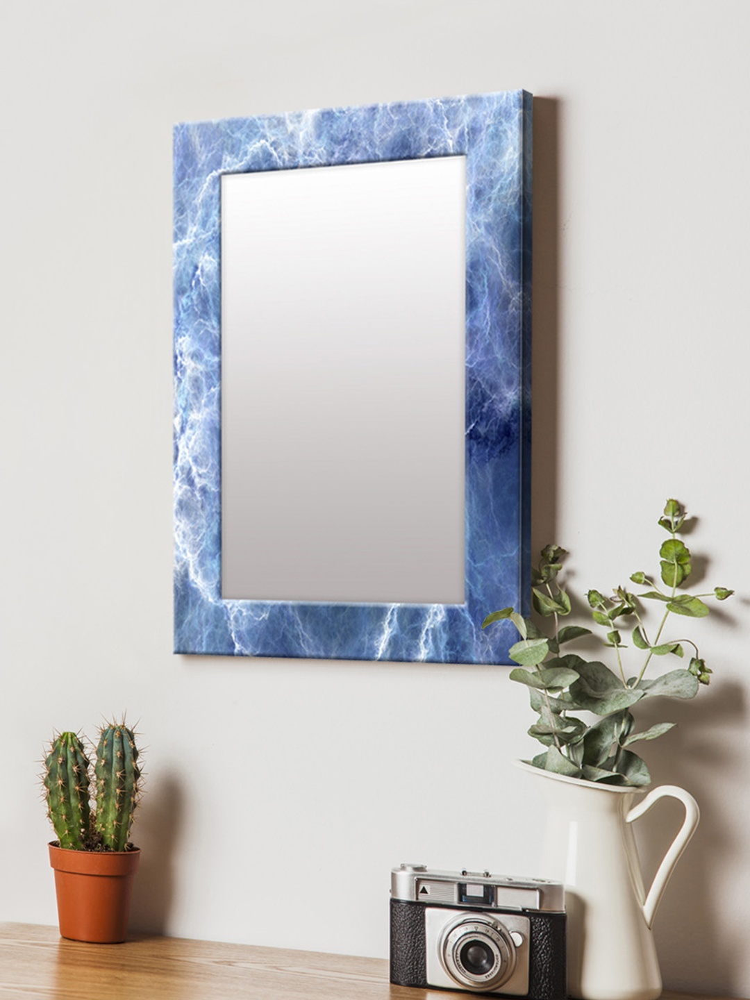 

999Store Blue Printed MDF Wall Mirror