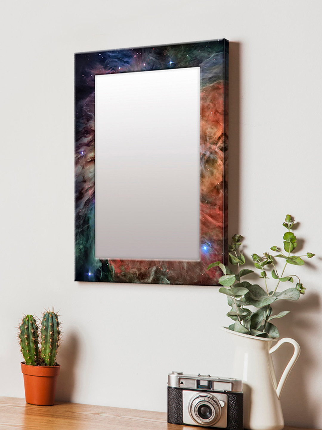 

999Store Blue & Brown Printed MDF Wall Mirror