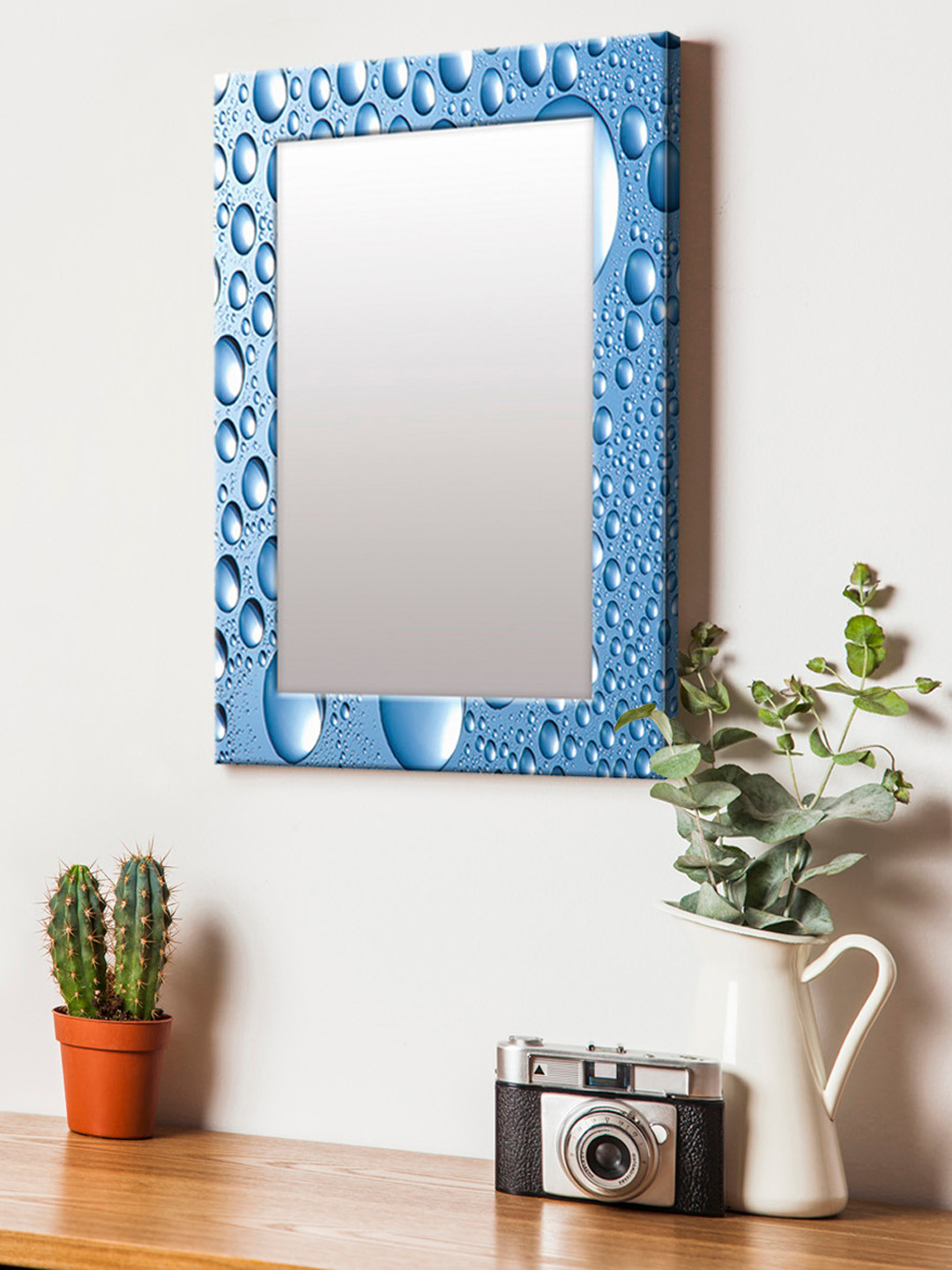

999Store Blue Printed MDF Wall Mirror