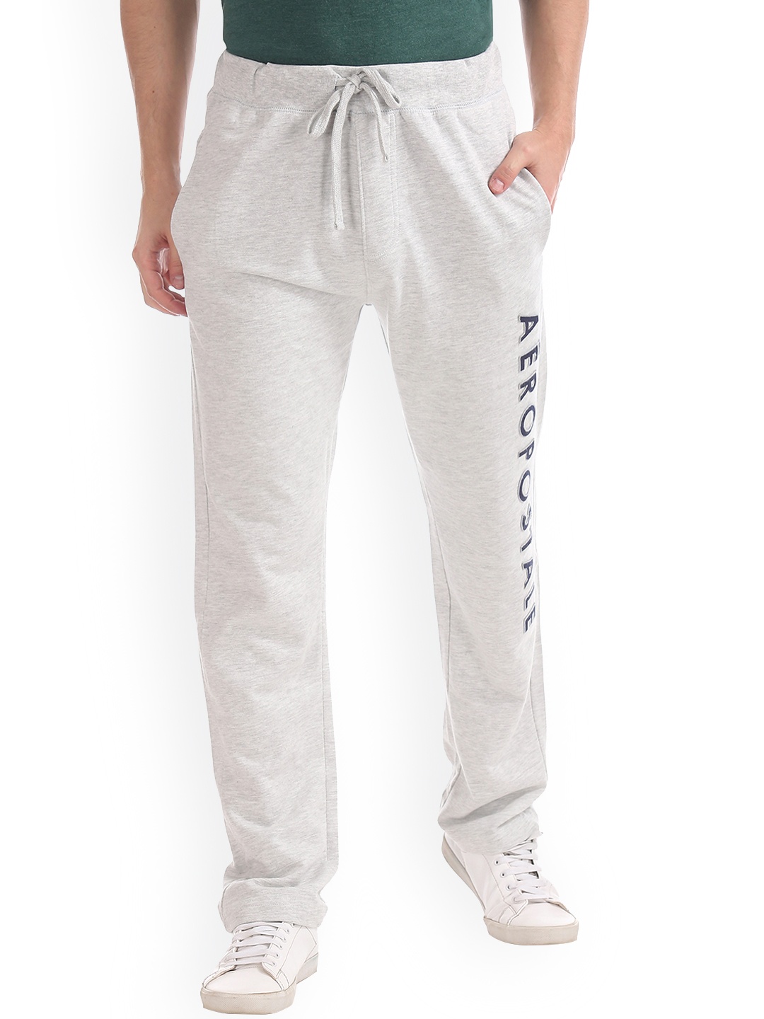 

Aeropostale Men Grey Melange Solid Straight-Fit Trackpant