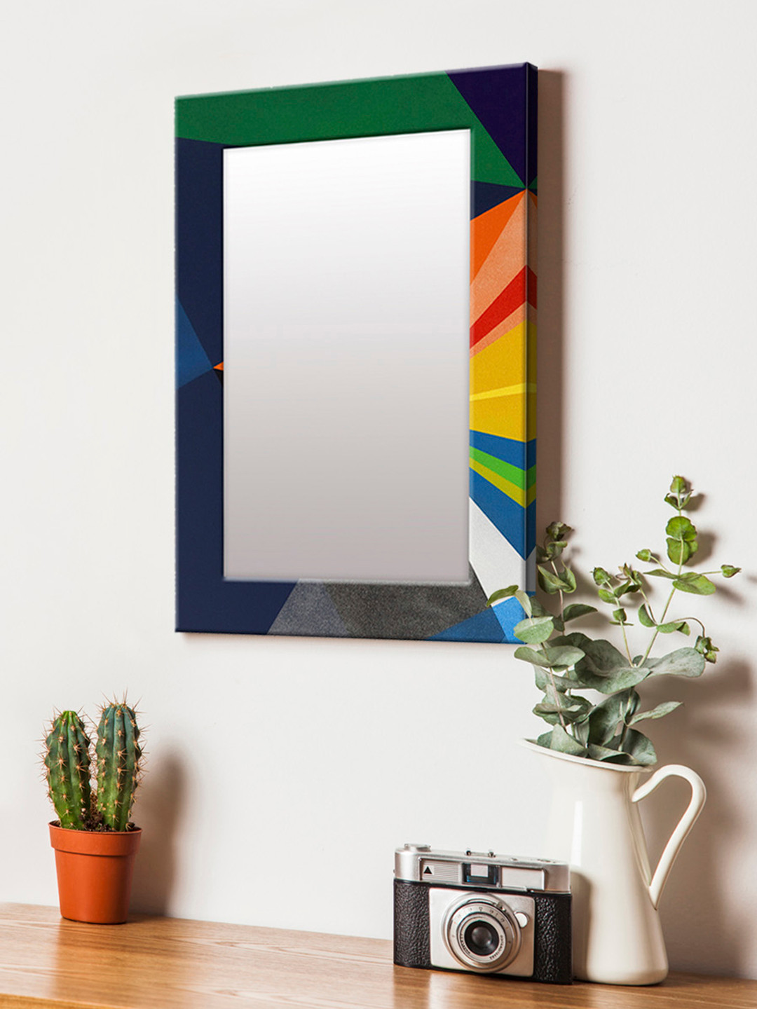 

999Store Multicoloured Printed MDF Wall Mirror, Multi