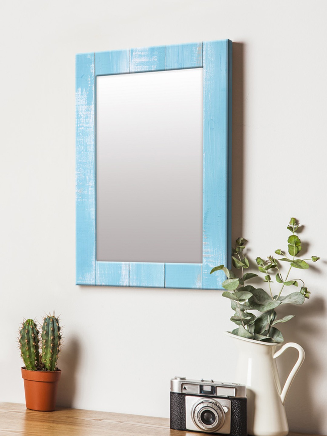

999Store Blue Printed MDF Wall Mirror