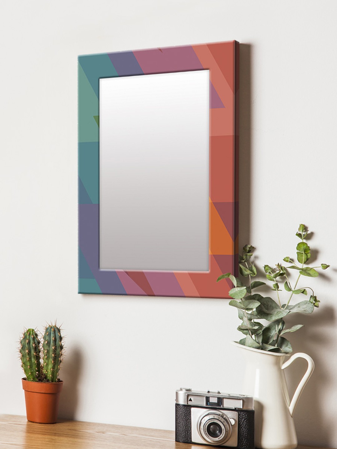 

999Store Pink & Blue Printed MDF Wall Mirror