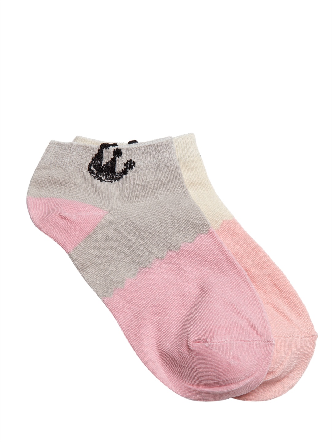 

J Style Women Pack of 2 Multicolour Colourblocked Ankle-Length Socks, Pink