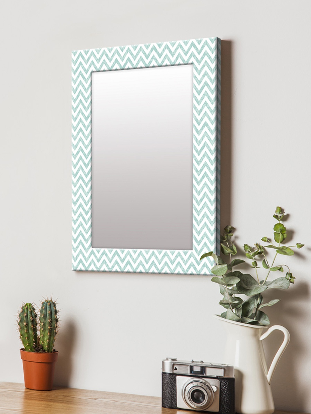 

999Store Blue Printed MDF Wall Mirror