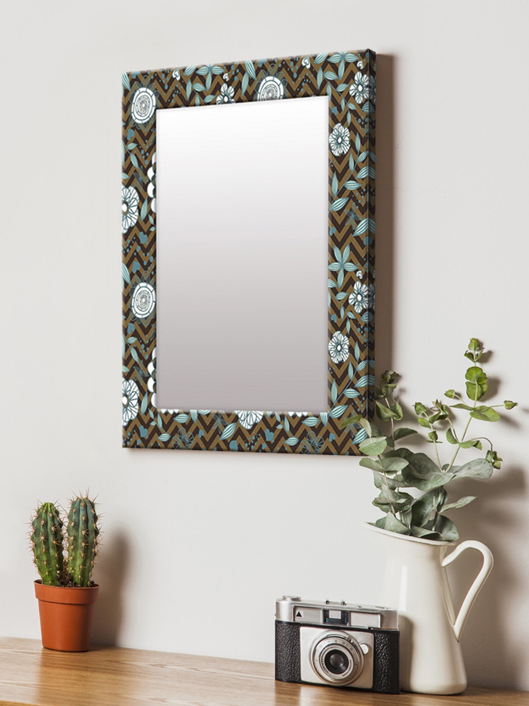 

999Store Multicoloured Printed MDF Wall Mirror, Multi