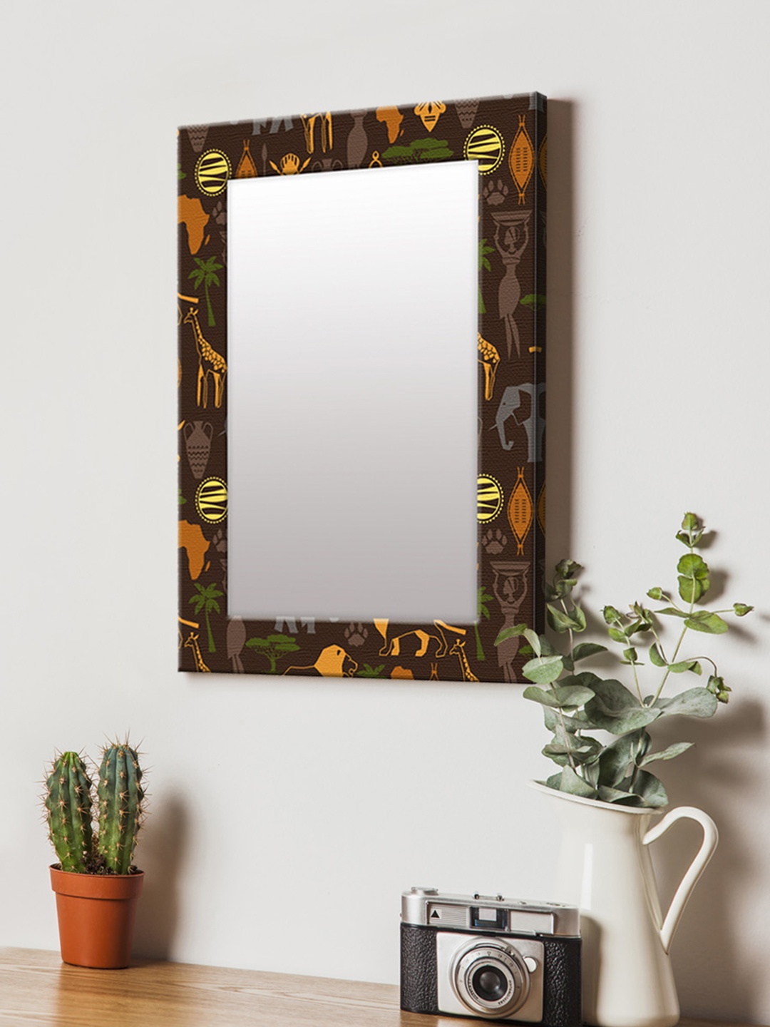 

999Store Brown Printed MDF Wall Mirror