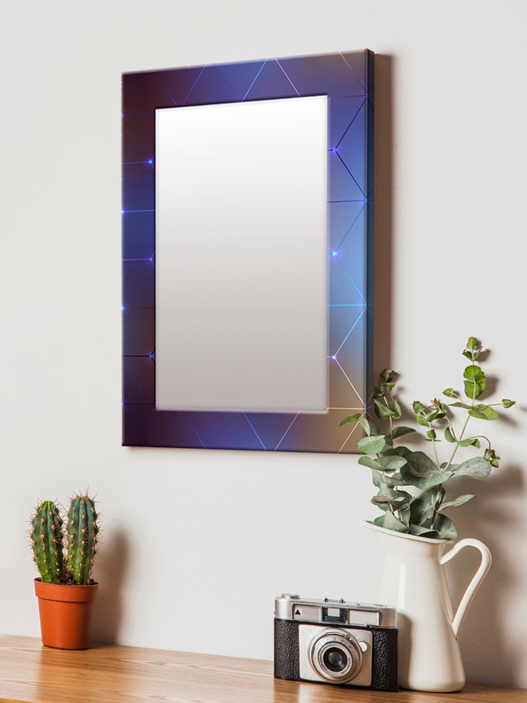 

999Store Blue Printed MDF Wall Mirror