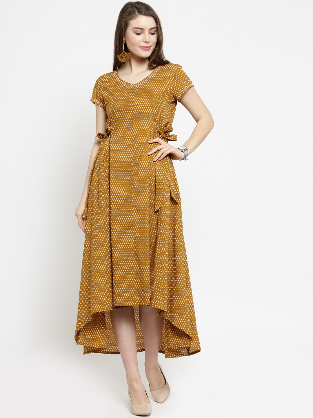 

Varanga Women Brown Quirky Print Fit & Flare Dress
