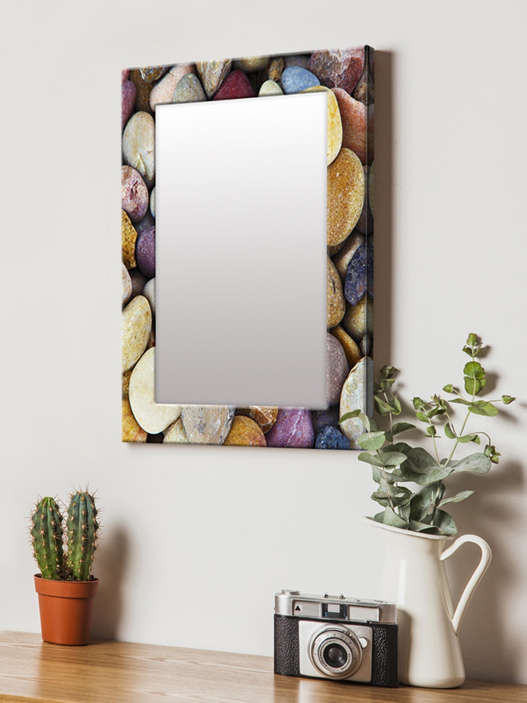 

999Store Multicoloured Printed MDF Wall Mirror, Multi