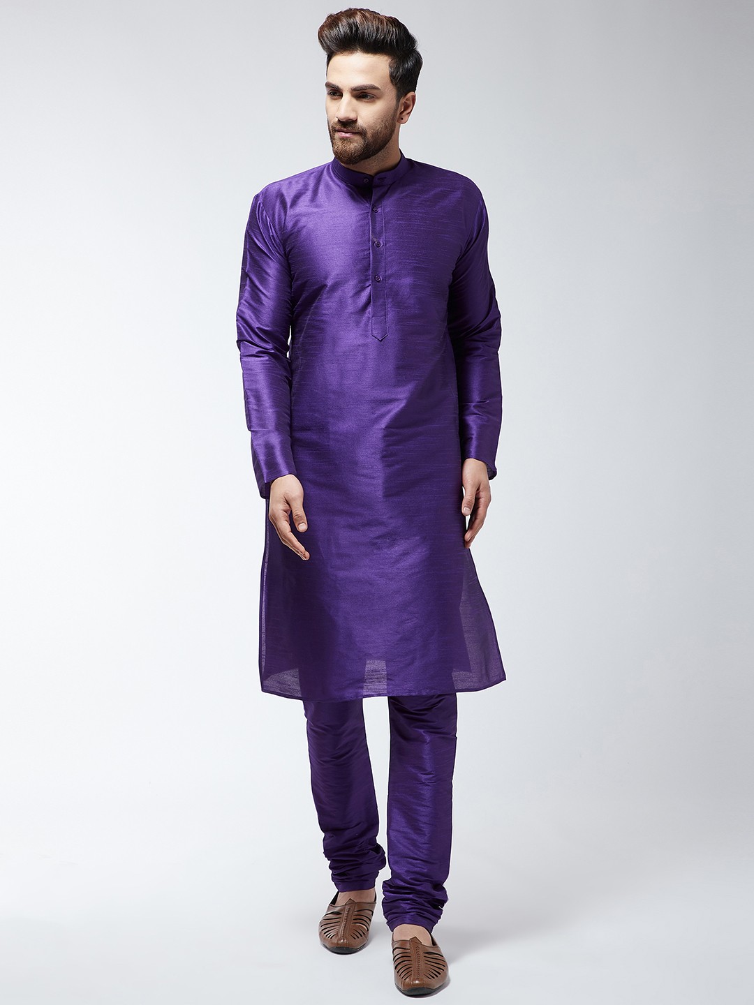

SOJANYA Men Purple Solid Kurta with Churidar