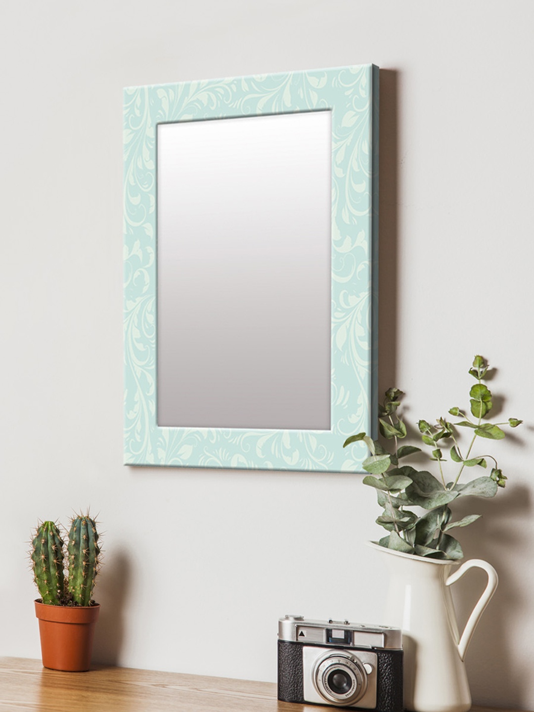 

999Store Blue Printed MDF Wall Mirror