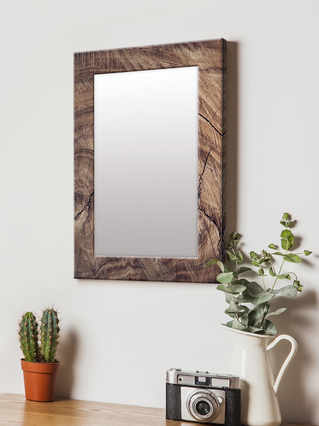 

999Store Brown Printed MDF Wall Mirror