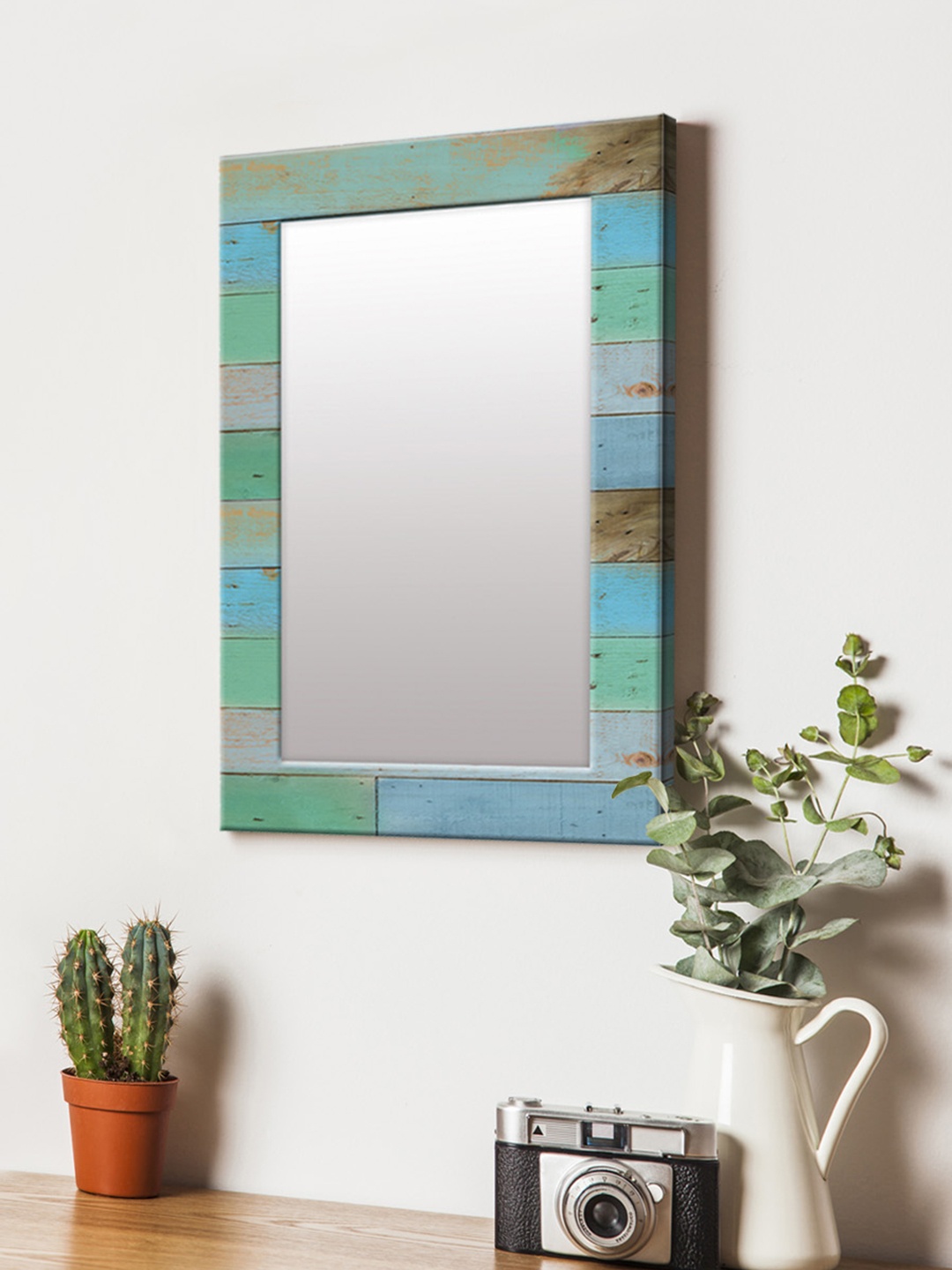 

999Store Blue & Green Printed MDF Wall Mirror