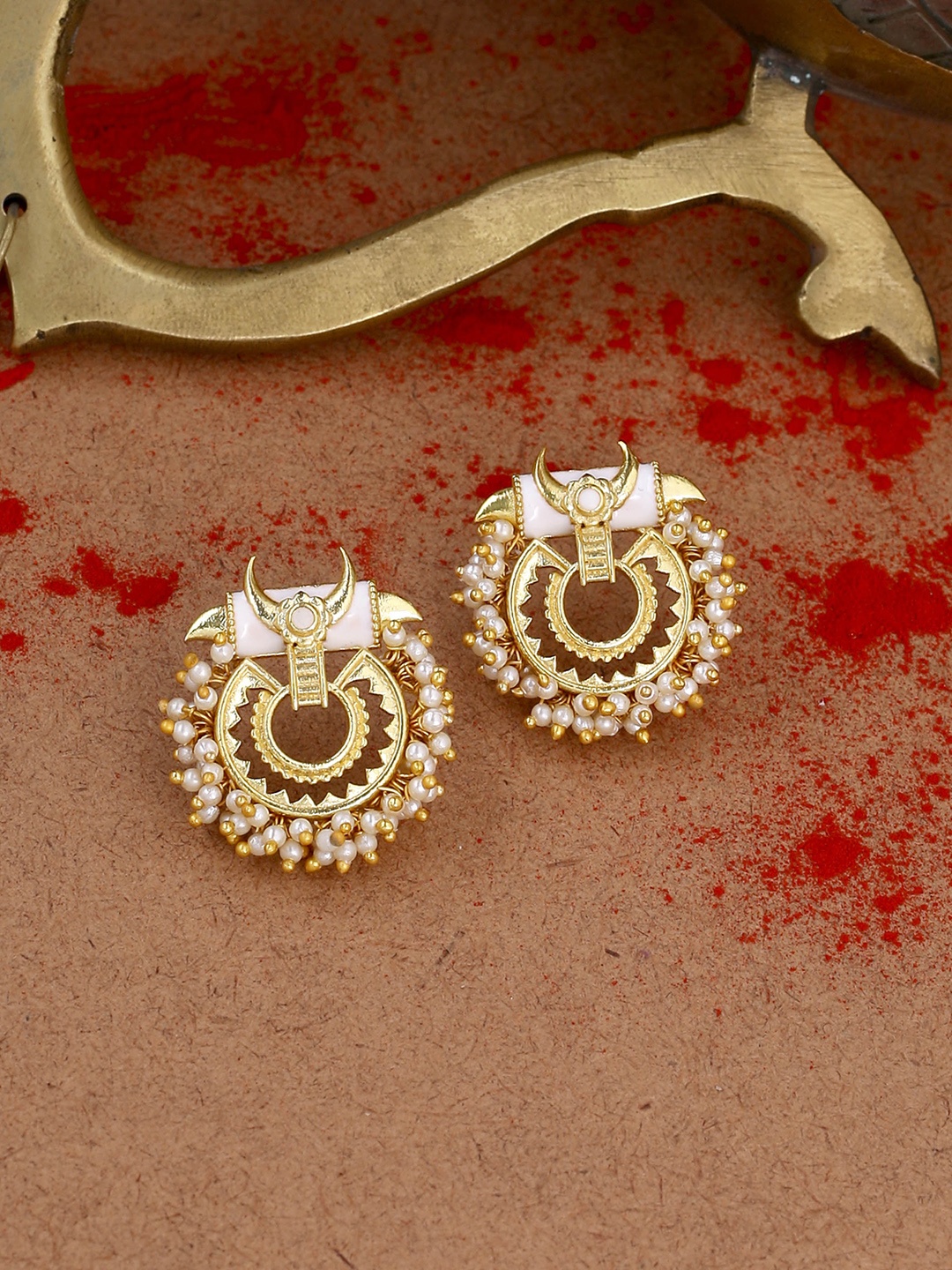 

Voylla Women Gold-Plated Handcrafted Circular Studs