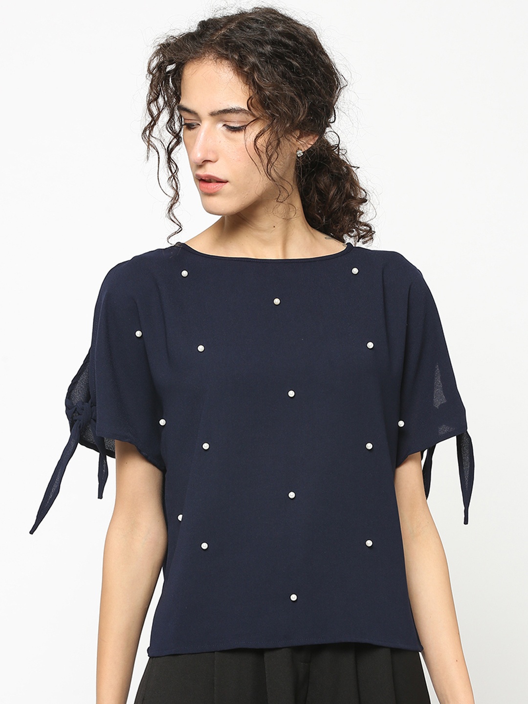 

Gipsy Women Navy Blue Embellished Top