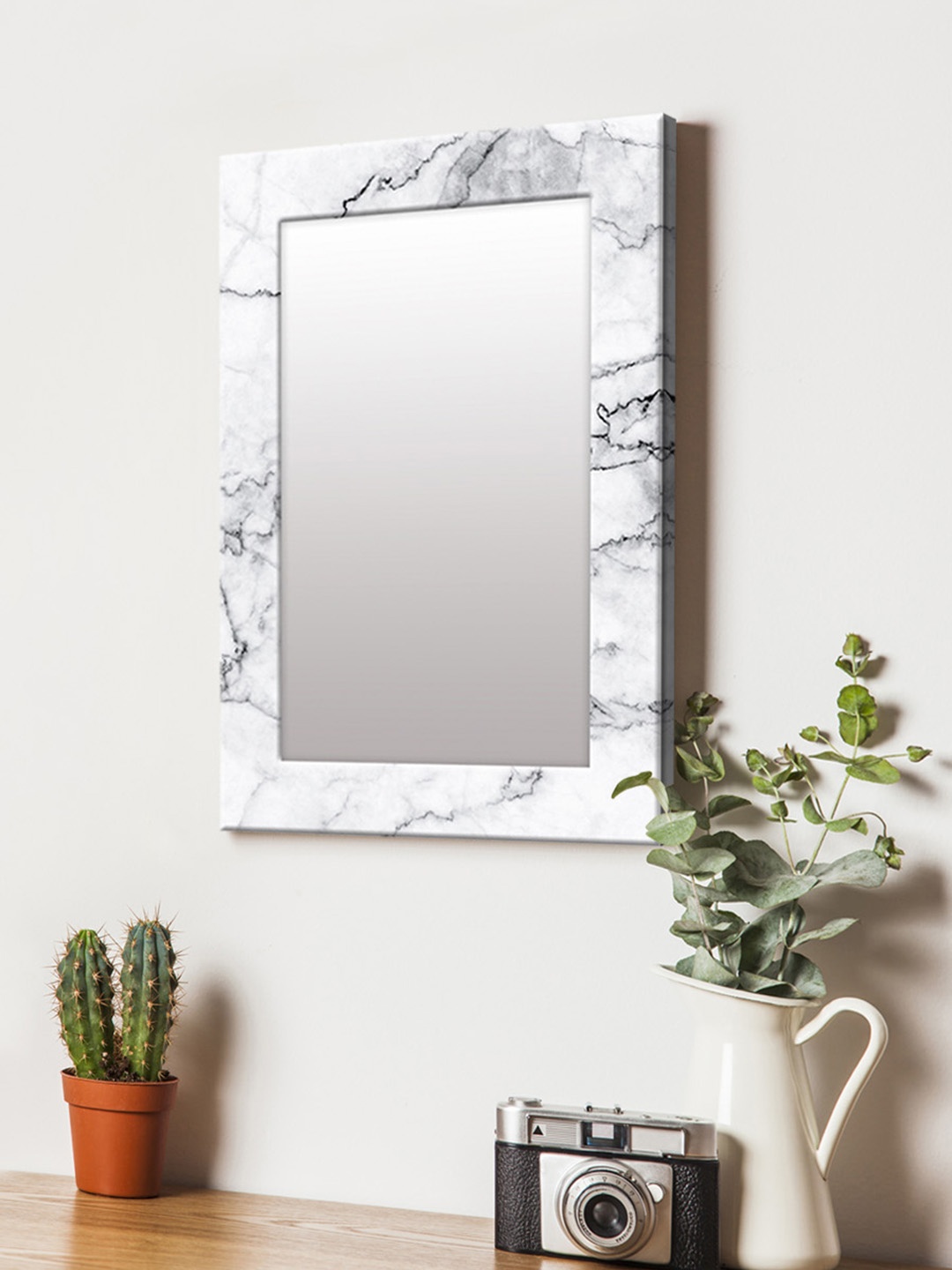 

999Store White Printed MDF Wall Mirror