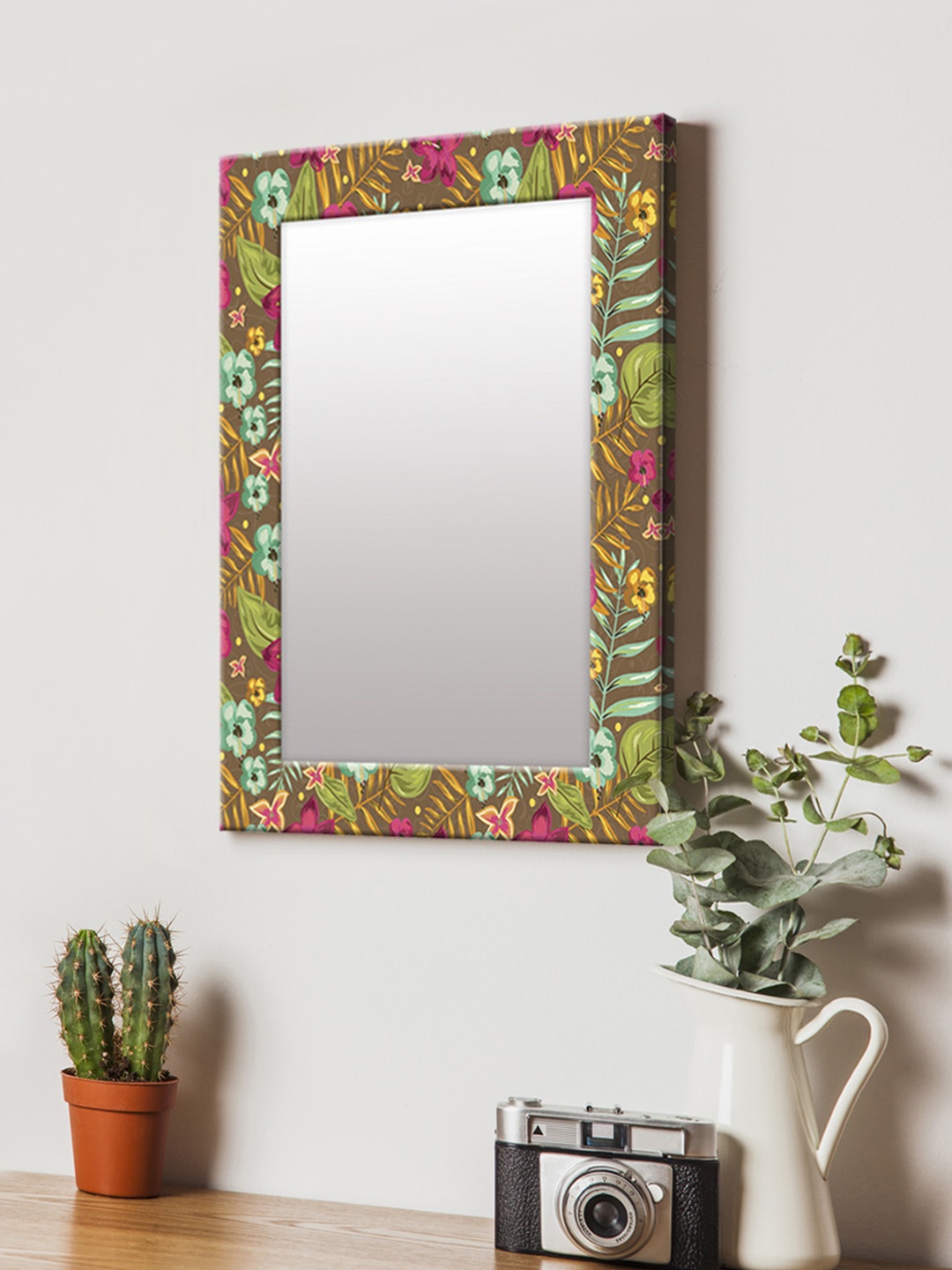 

999Store Multicoloured Printed MDF Wall Mirror, Multi