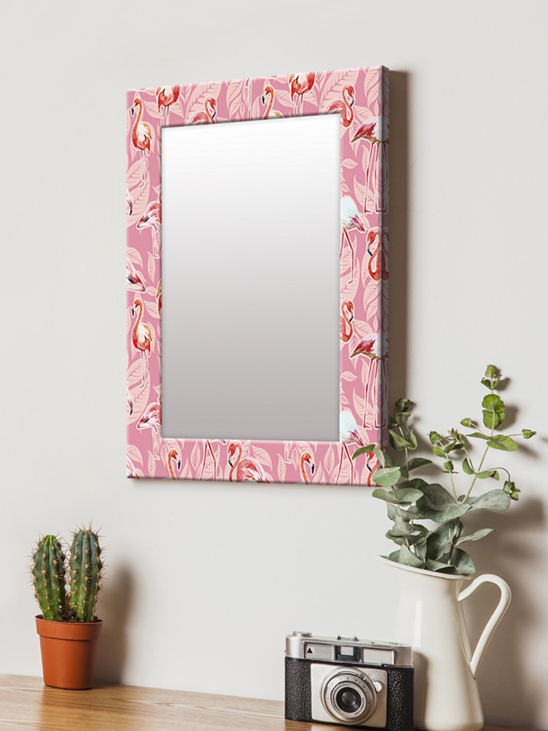 

999Store Pink & Red Printed MDF Wall Mirror