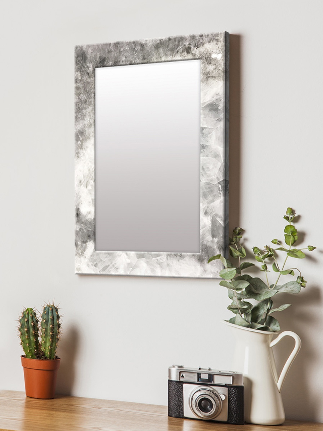 

999Store White Printed MDF Wall Mirror