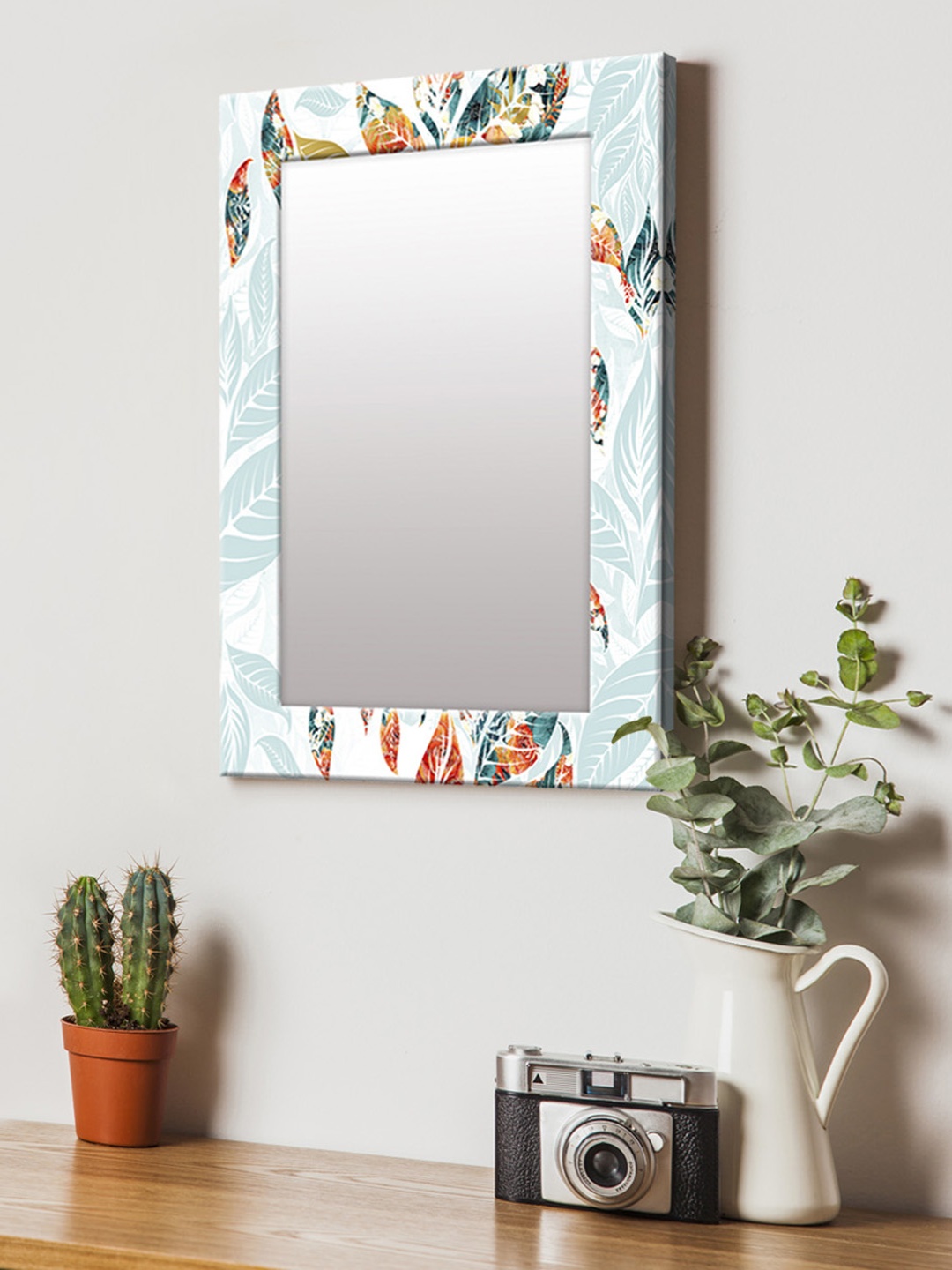

999Store White & Multicoloured Printed MDF Wall Mirror