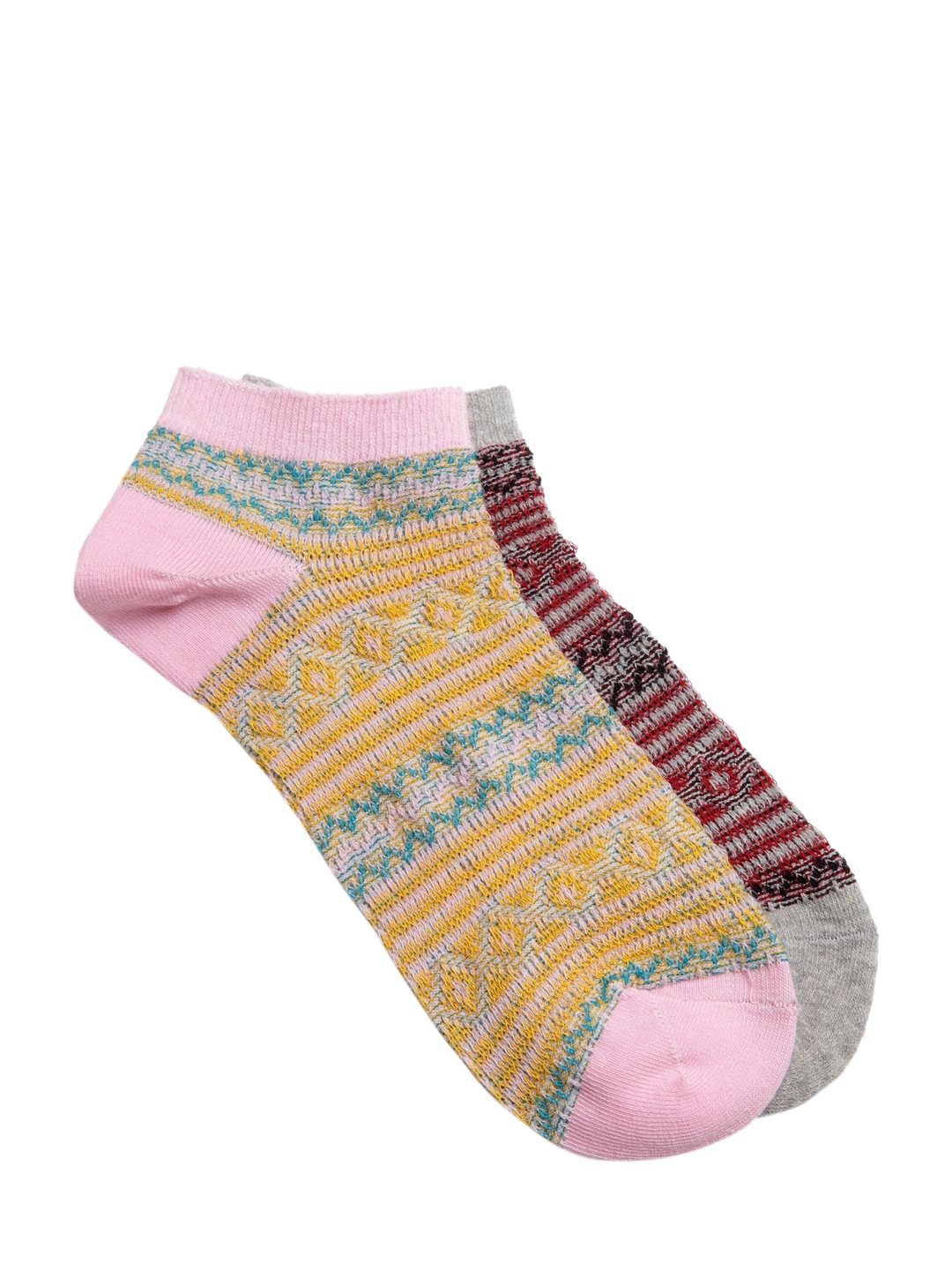 

J Style Women Pack of 2 Patterned Ankle-Length Socks, Multi