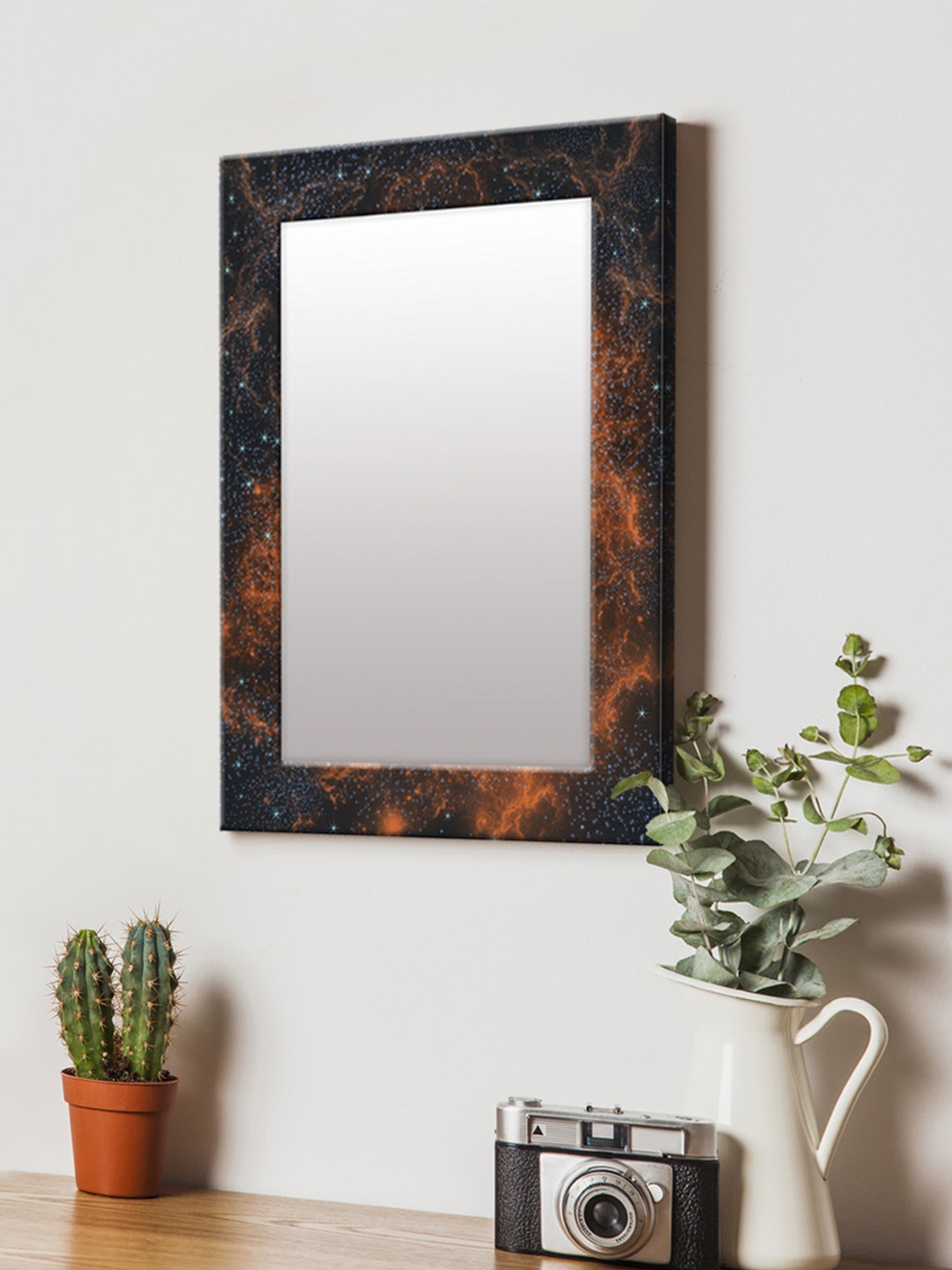 

999Store Brown & Blue Printed MDF Wall Mirror