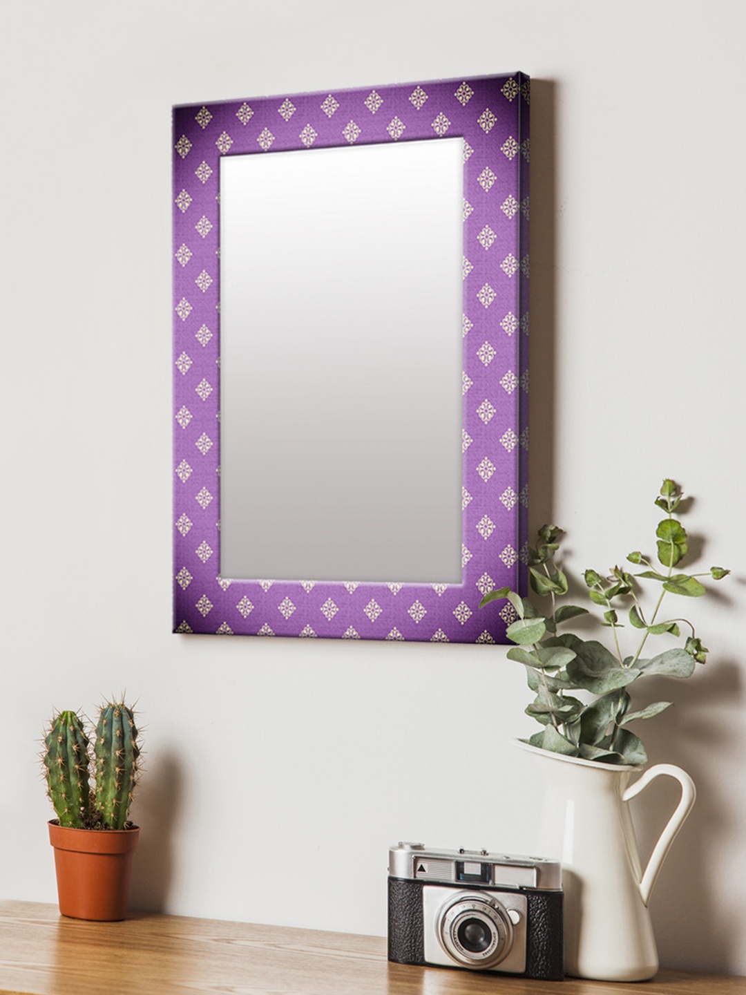 

999Store Violet Printed MDF Wall Mirror