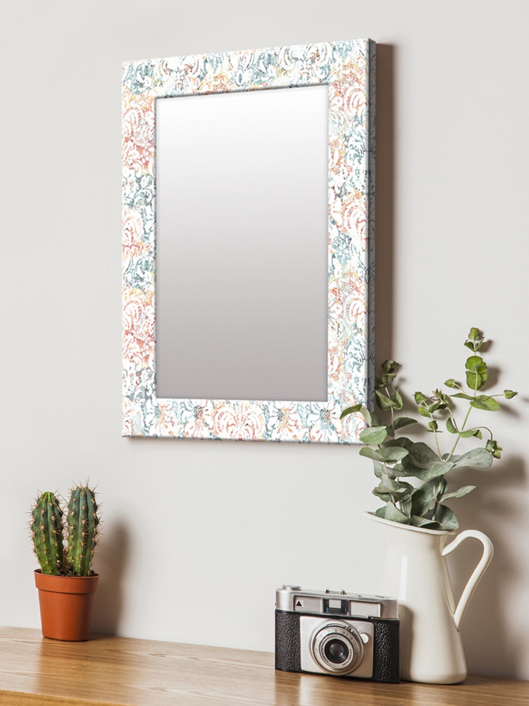 

999Store White & Multicoloured Printed MDF Wall Mirror